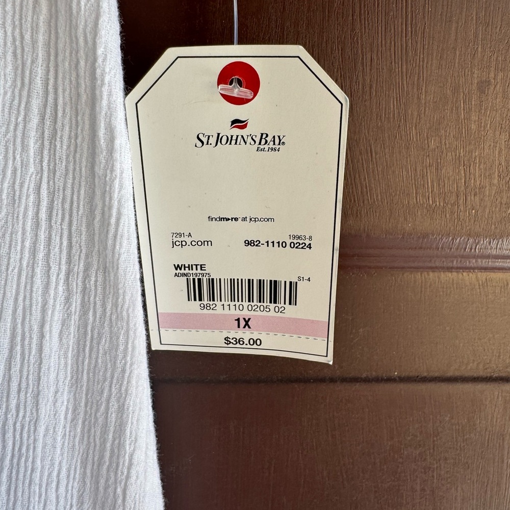 St. John’s Bay White Gauze Blouse Size 1X NWT - Picture 3 of 6